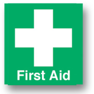 First Aid Sign - 95mm x 95mm - Green & White