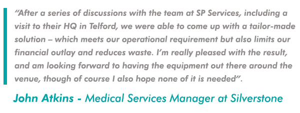 After a series of discussions with the team at SP Services, including a visit to their HQ in Telford, we were able to come up with a tailor-made solution – which meets our operational requirement but also limits our financial outlay and reduces waste.  I am really pleased with the result, and am looking forward to having the equipment out there around the venue, though of course I also hope none of it is needed.