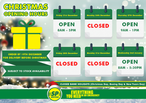 Christmas 2018 Opening Hours!