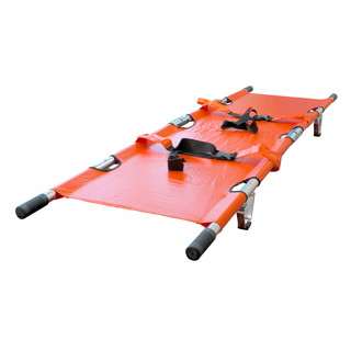 Emergency Double Folding Stretcher with Carry Bag - Orange