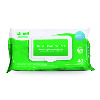 Clinell Universal Disinfectant Wipes - 200x200mm - 40 Wipes Pack